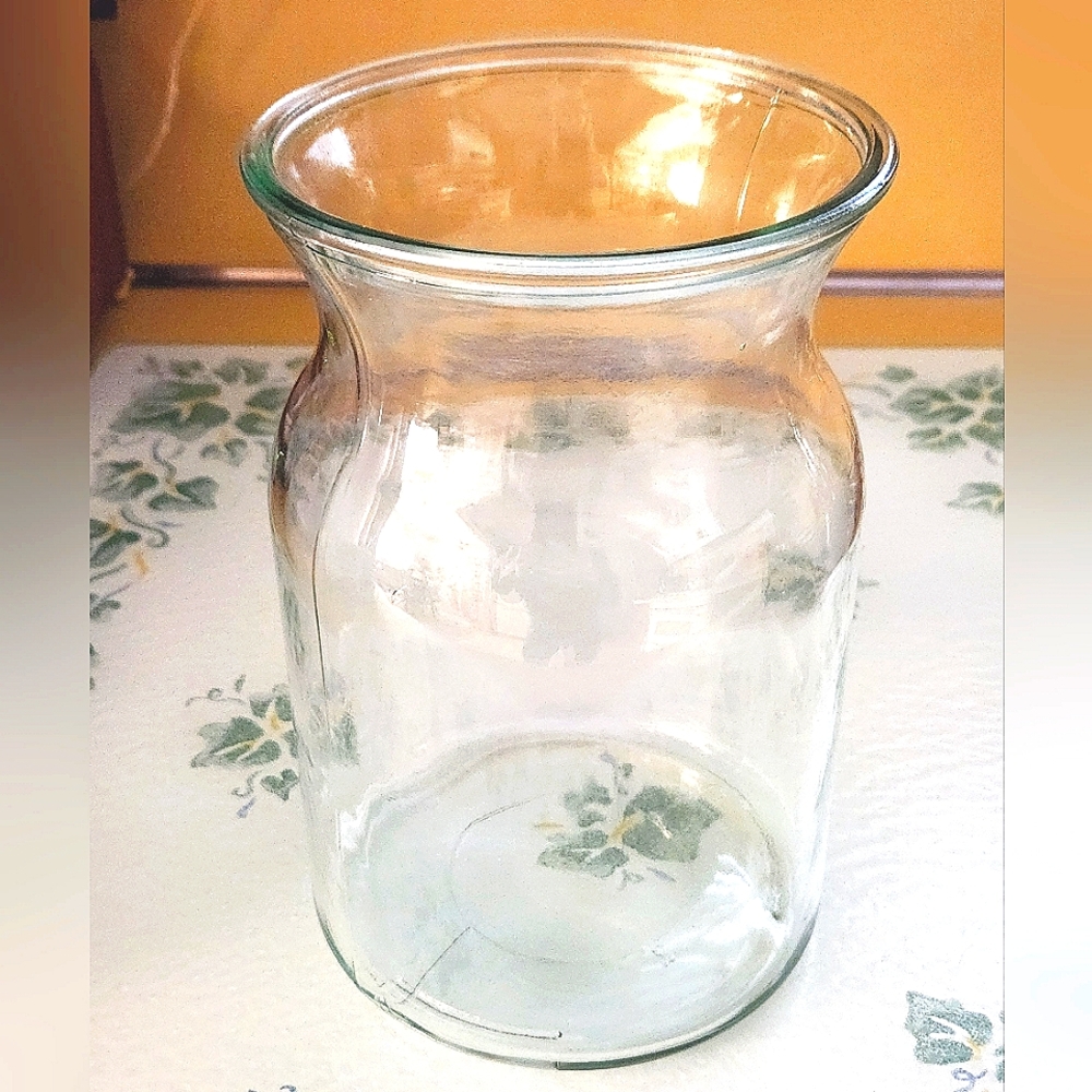 Pottery Barn Clear Glass Milk Jug Style Flower Vase